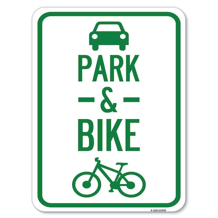Signmission Park & Ride W/ Bicycle Graphic Heavy-Gauge Aluminum Rust Proof Parking Sign, 18" x 24", A-1824-23499 A-1824-23499